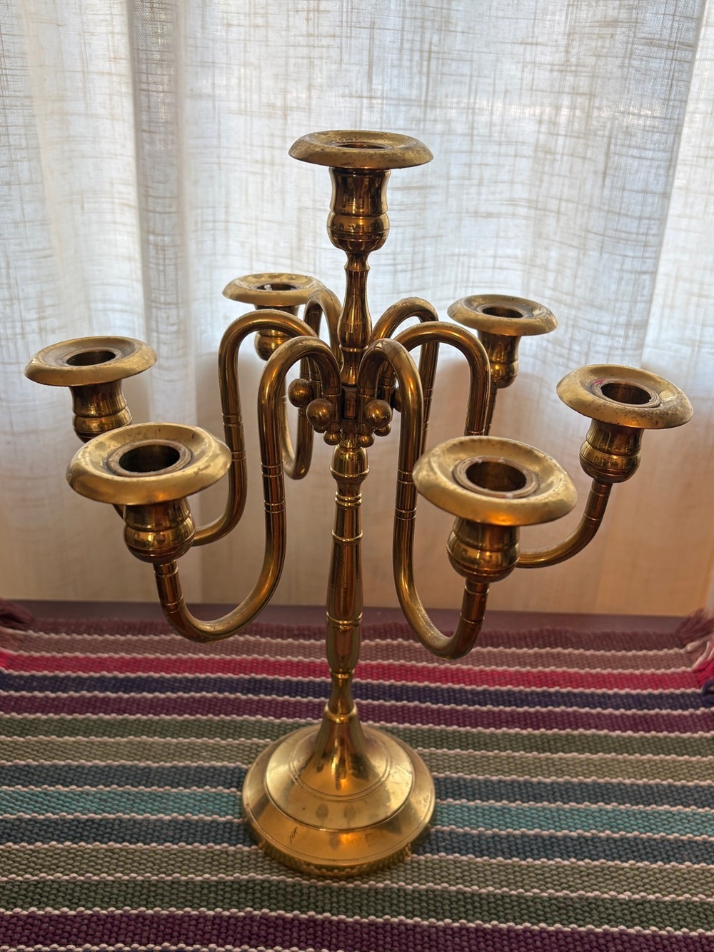 Brass 7-Arm Candelabra - Gold Finish